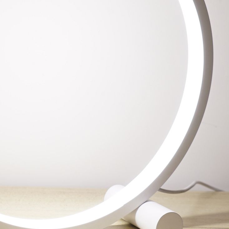 1-Light Circular Table Lamp Contemporary Metal Nightstand Lamps for Bedroom
