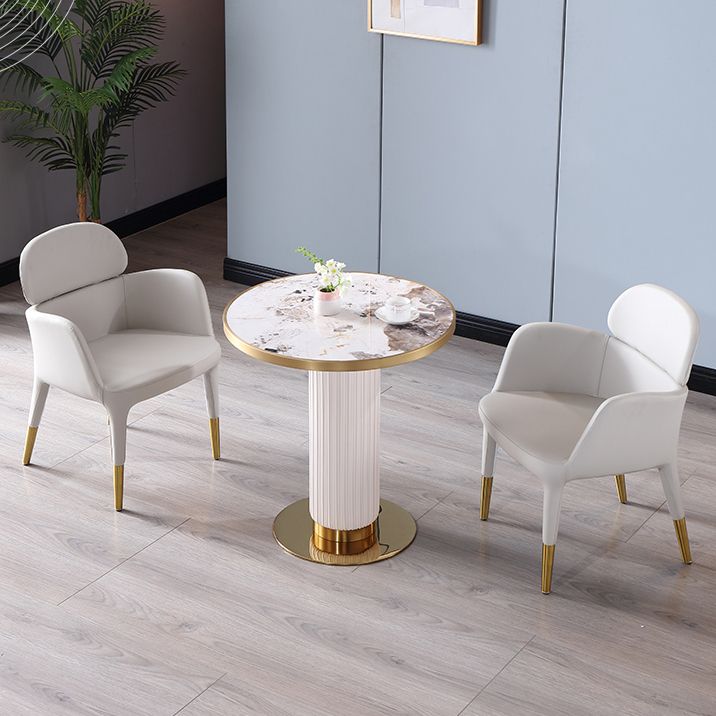 Metal Traditional Luxury Dining Table Sintered Stone Dining Table with Pedestal