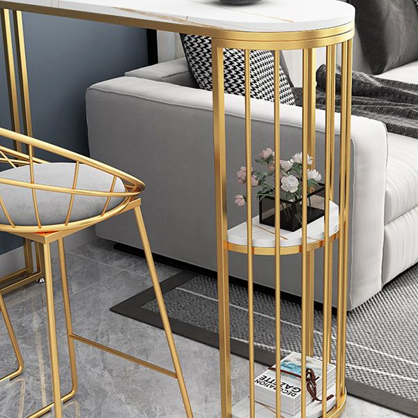 Specialty Pedestal Bistro Table 2-shelf Sintered Stone Bar Height Pub Table