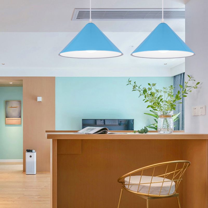 1-Licht-Speisesaal Anhänger Makkaron mehrfarbiger Hanglicht mit konischem Metallschatten