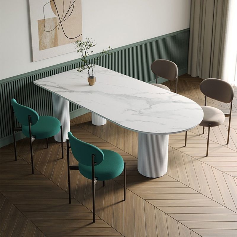 White Tripod Base Dining Table Stone Top Modern Dining Room Kitchen Table