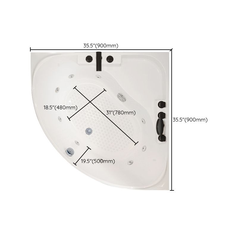 Modern Acrylic Corner Bath Soaking Seat Included Bathtub in White