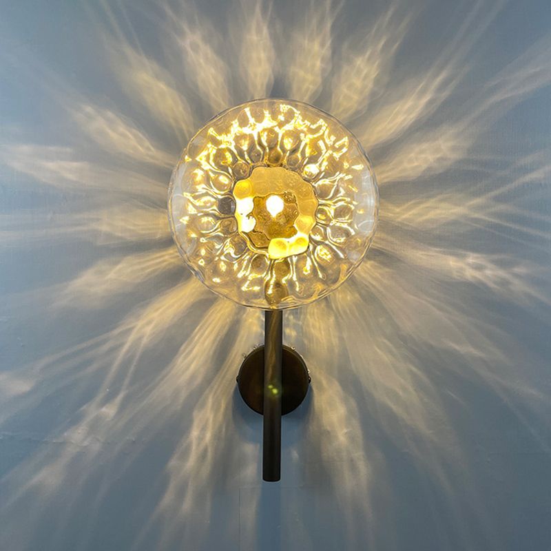 Modern Round Disc Wall Light Sconces Glass Sconce Lights for Living Room
