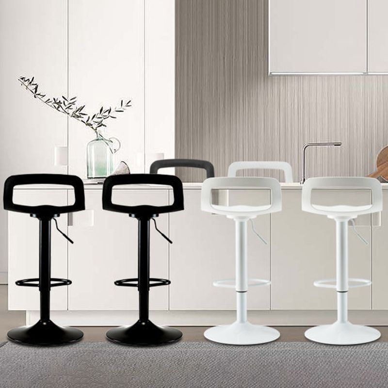 Plastic Low Back Barstools Adjustable Height Bar Stools with Metal Base