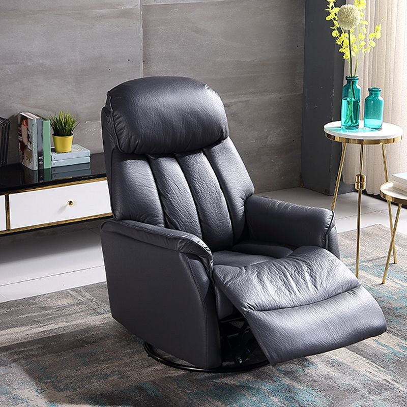 31.5" Wide Genuine Leather Recliner Traditional Recliner Chair with Swivel Glider Base