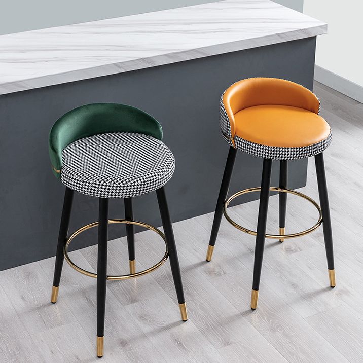 Modern Low Back Counter Stool Faux Leather Armless Bar Chair