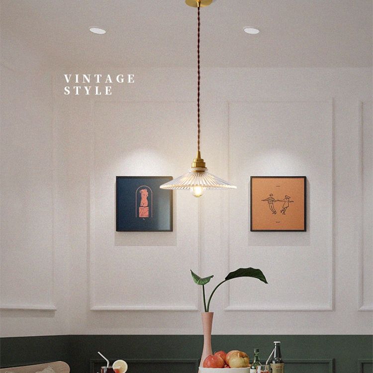 Prismatic Glass Vintage Hanging Pendant Light 1-Light Drop Pendant for Dining Room
