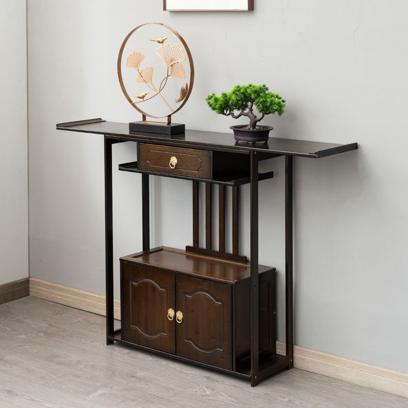 31"H Mid-Century Modern Console Table Single Drawer Sofa Table