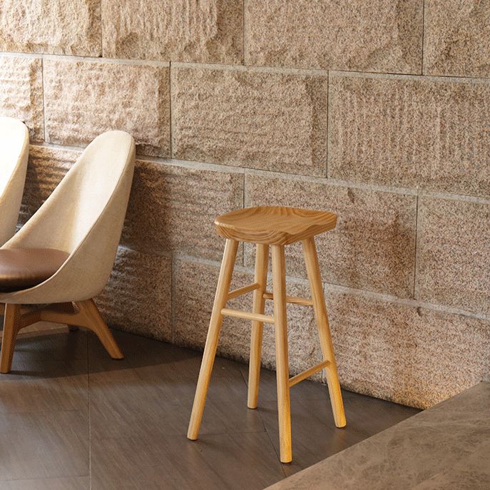 Taburete de bar de madera maciza de estilo moderno con reposapiés, taburete de bar simple para sala de estar, 30 pulgadas