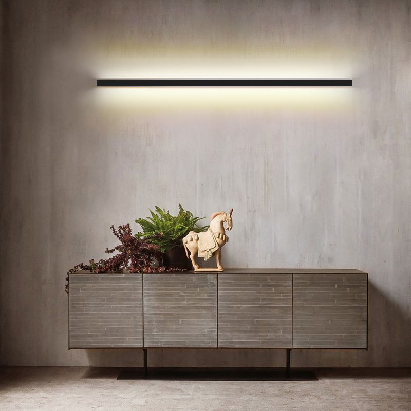 Bar Shaped Wall Sconce Light Minimalist Metal LED Wall Mounted Lamp over Bed