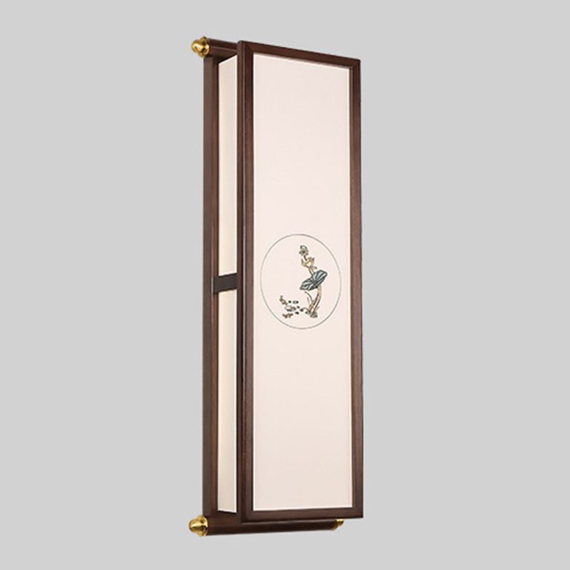 New Chinese Style Wooden Wall Light Cuboid LED Wall Lamp with Acrylic Shade for Bedroom