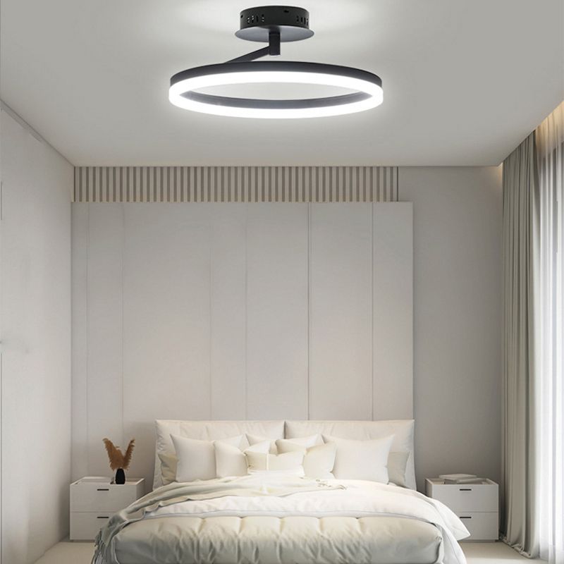 1-Light Circle Semi Flush Mount Acrylic Modern Style Semi Flush Mounted Ceiling Led Lights