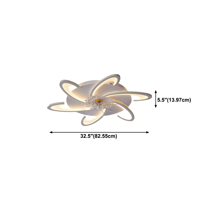 Nordic Style Iron Ceiling Fan Lamp Acrylic Shade LED Ceiling Fan Light for Living Room