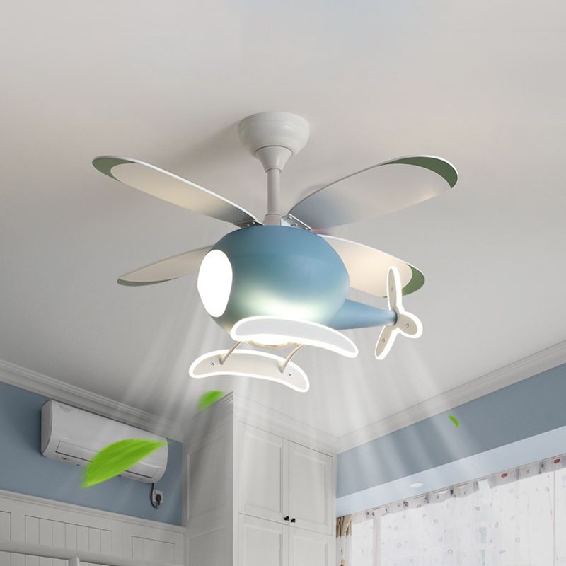 Nordic Style Ceiling Fan Lamp Helicopter Shape Ceiling Fan Light for Children's Room