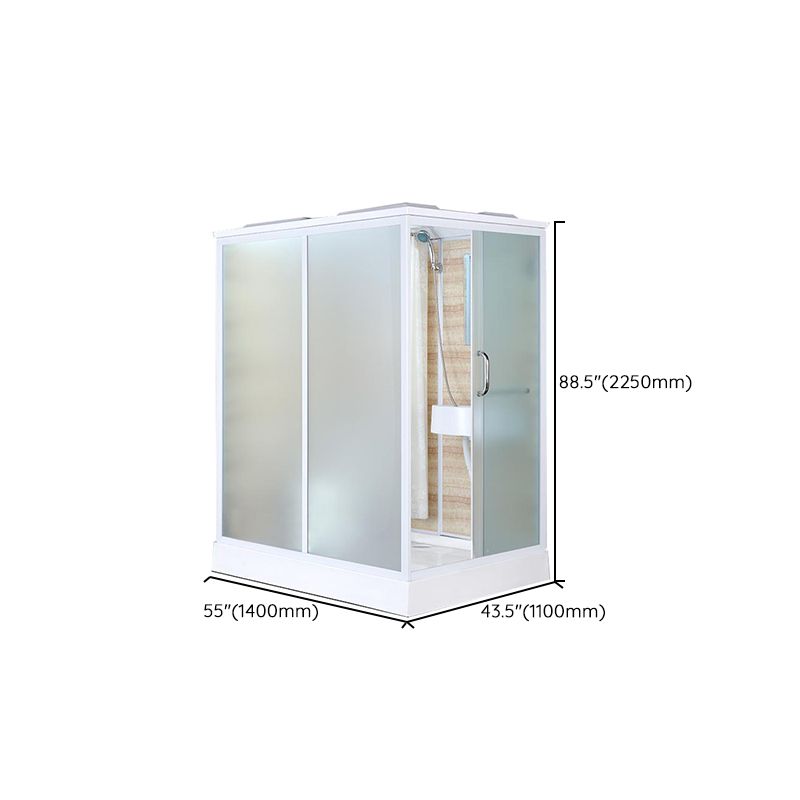 White Shower Stall Framed Single Sliding Rectangle Shower Kit
