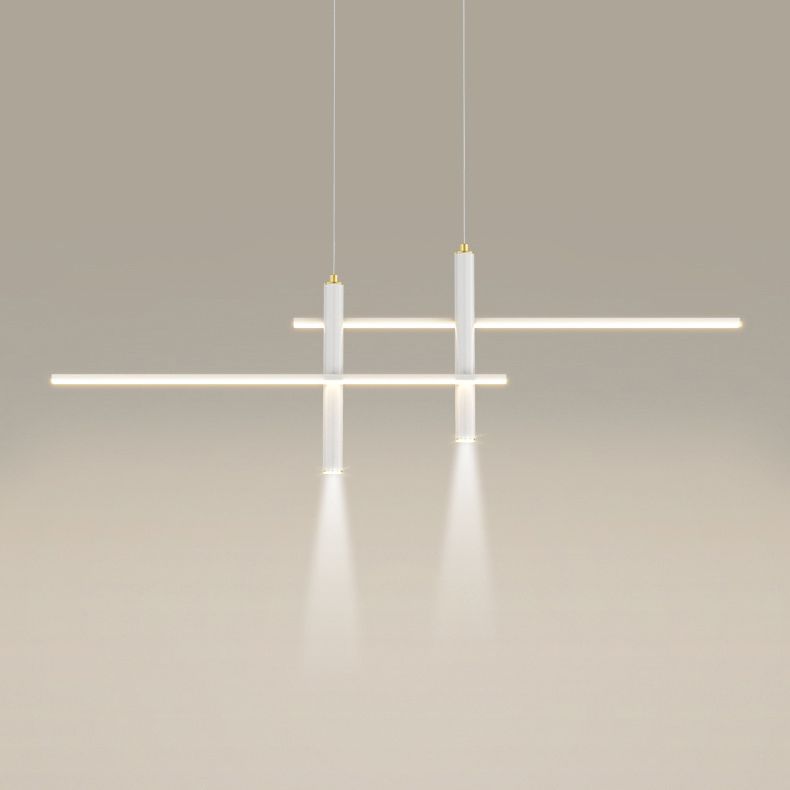 Metal Linear Shape Hanging Lights Modern 4 Lights Pendant Light Fixtures