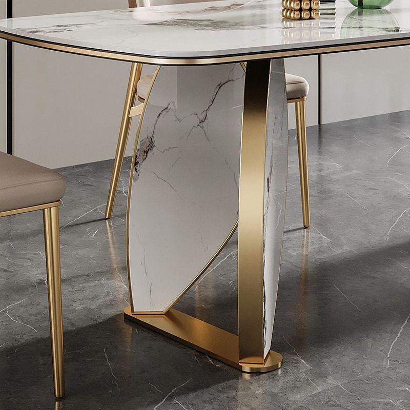 Luxurious 1/4/5/7 Pieces Rectangle Dining Set Sintered Stone Top Dinette Table Set