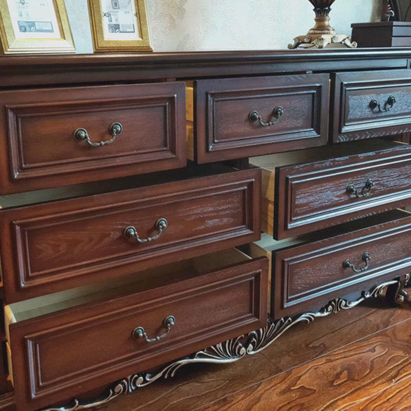 Traditional Style Wooden Storage Chest with Drawers for Bedroom
