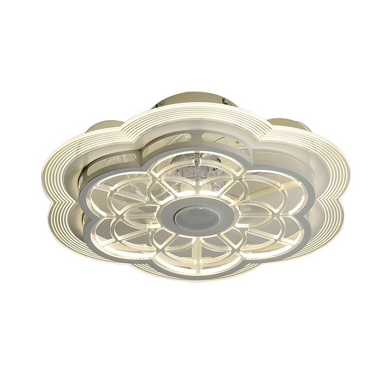 Acrylbloemplafondventilator Verlampte Modern 19,5 "W LED Semi Mount Lighting in wit voor slaapkamer