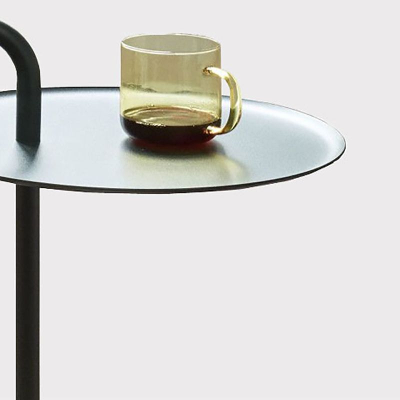 Mid-Century Side Table Metal Pedestal Tray Top End Table for Living Room
