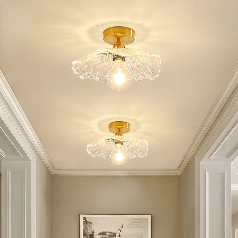 Glass Shaded Ceiling Mounted Fixture Minimalist Style Clear Ceiling Mount Light Fixture