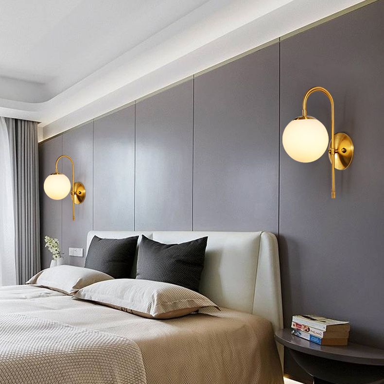 Modern Minimalist Style Global Wall Light Sconces Glass 1 Light Wall Lights for Bedroom