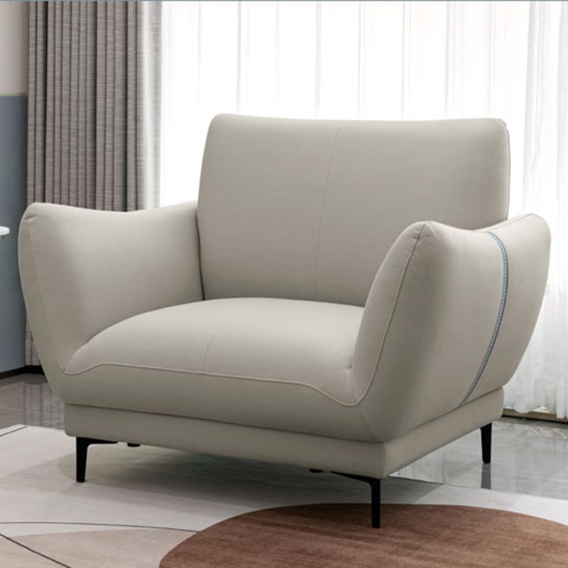 Light-grey and Blue-Gray Seating Cushions Standard Faux Leather Sofa