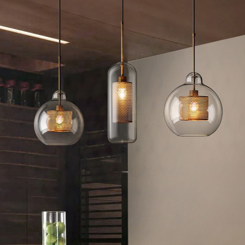 Glass Hanging Pendant Light Minimalist Dining Room Ceiling Hanging Light