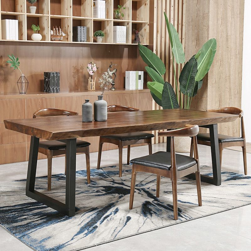 Industrial Style Rectangle Dining Table Wooden Table with Metal Legs for Home Use