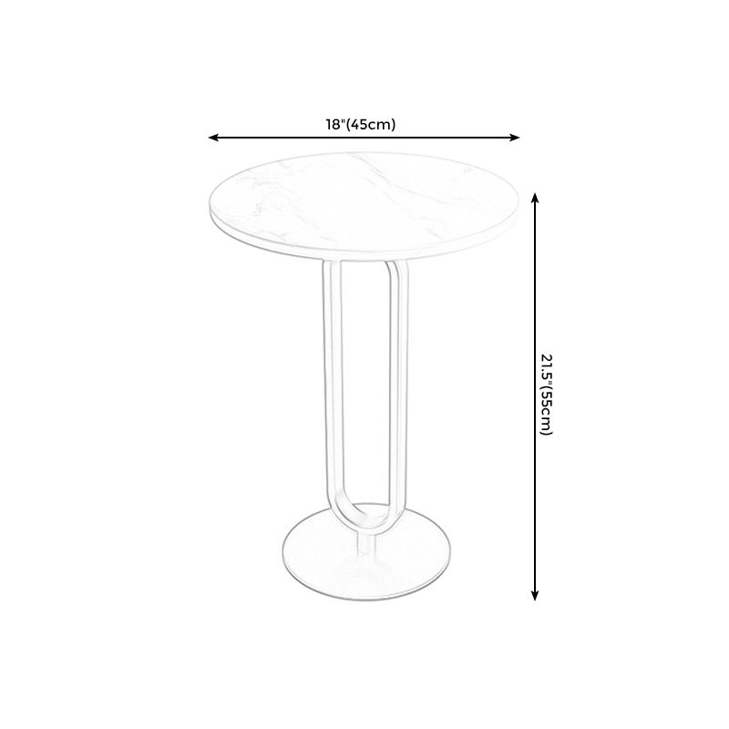 Dia 15.7"/19.7" Round Stone End Table Pedestal Side Table in White