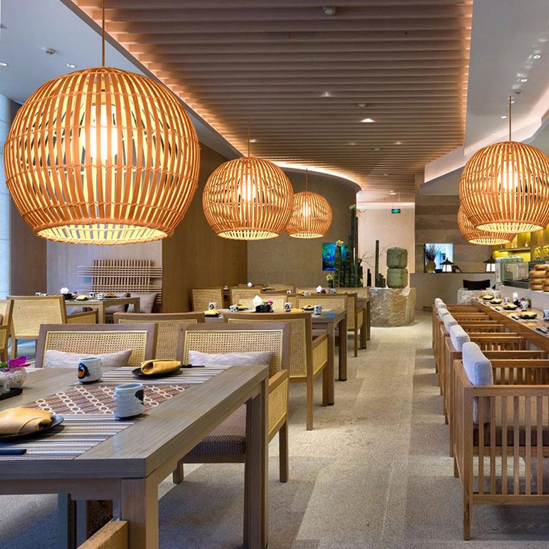 Asie du Sud-Est Globe Globe Light Bamboo Single Restaurant suspension