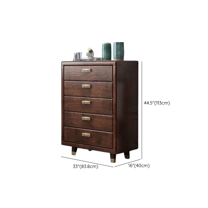 Glam Rubber Wood Storage Chest Bedroom Brown Chest with Drawers