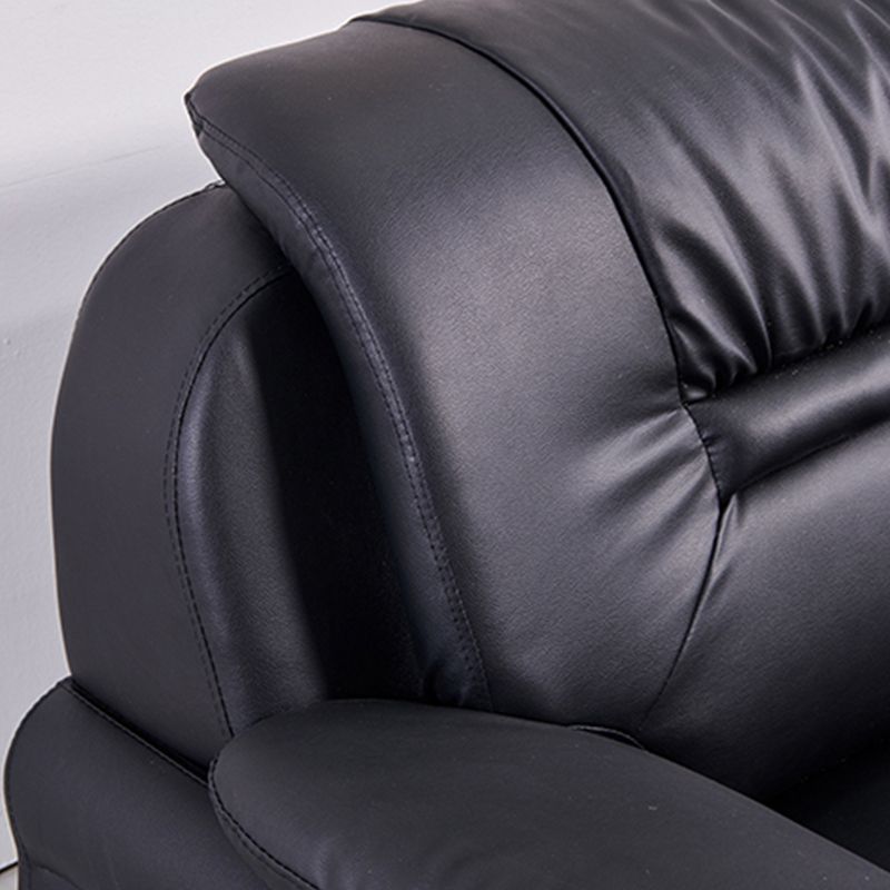 Modern Leather Sofa 34.65" Wide Pillow Top Arm in Black for Living Room