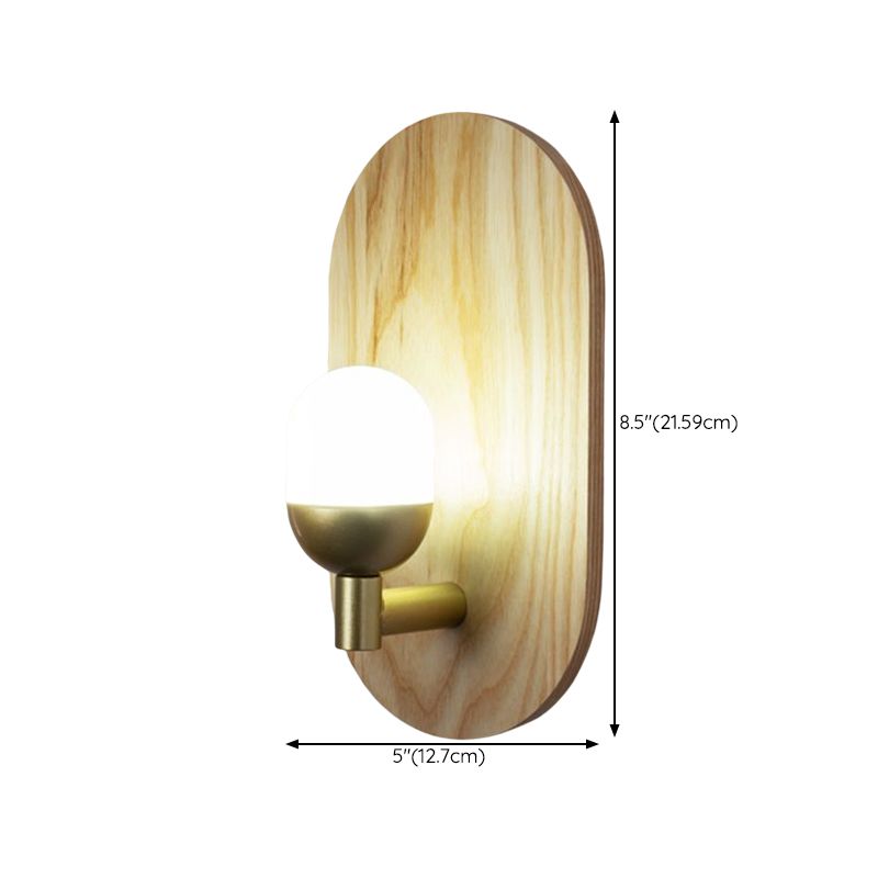 Modern Simple Wall Mount Light Ellipse Shape Wooden Wall Lamp for Bedroom