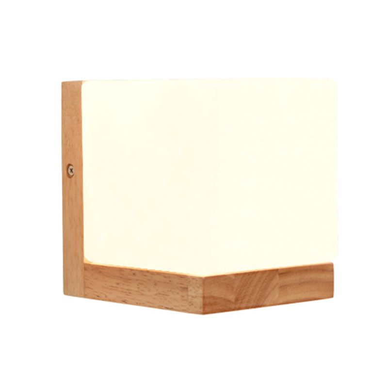 Modern Style Nordic Solid Wooden Sconce Cube Shape LED Wall Mounted Lamp for Bedroom