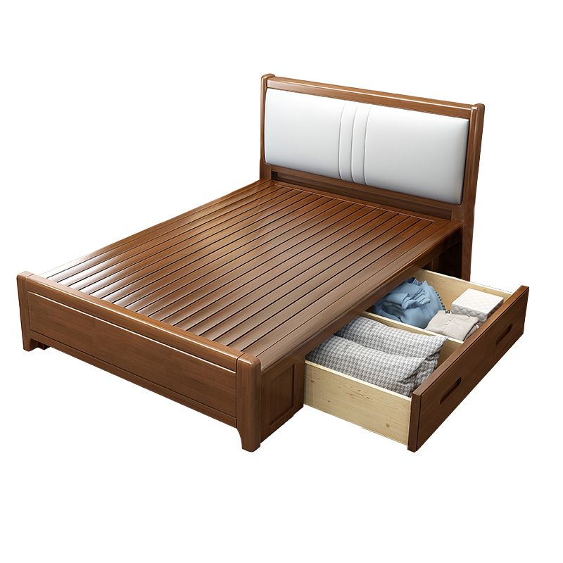 Solid Wood Footboard Bed Beveled Headboard Bed with Custom Legs