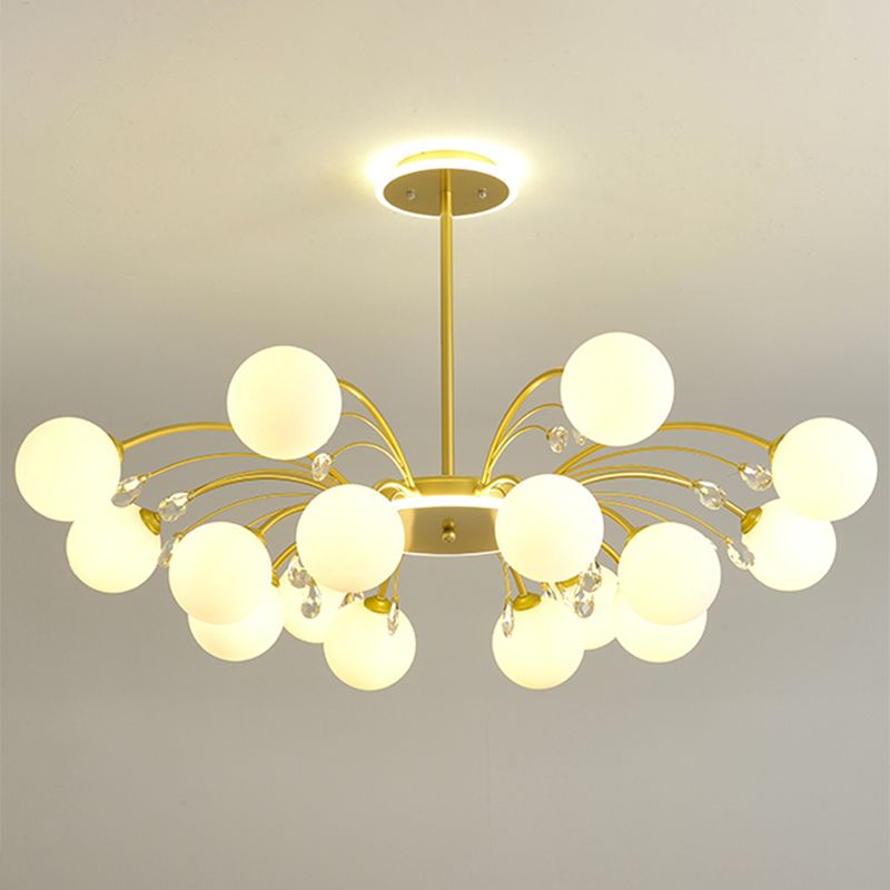 Contemporary Modo Chandelier Lighting Opal Frosted Glass Sitting Room Ceiling Hang Light