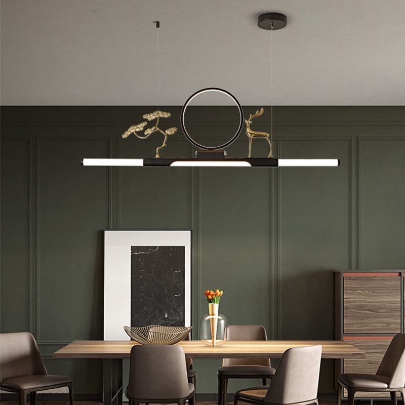 Modernas luces colgantes de la sala de té lineal de la isla de metal lámparas