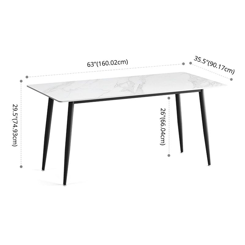 Modern Standard Sintered Stone Dining Set Rectangle Table Kitchen Dining Set in White