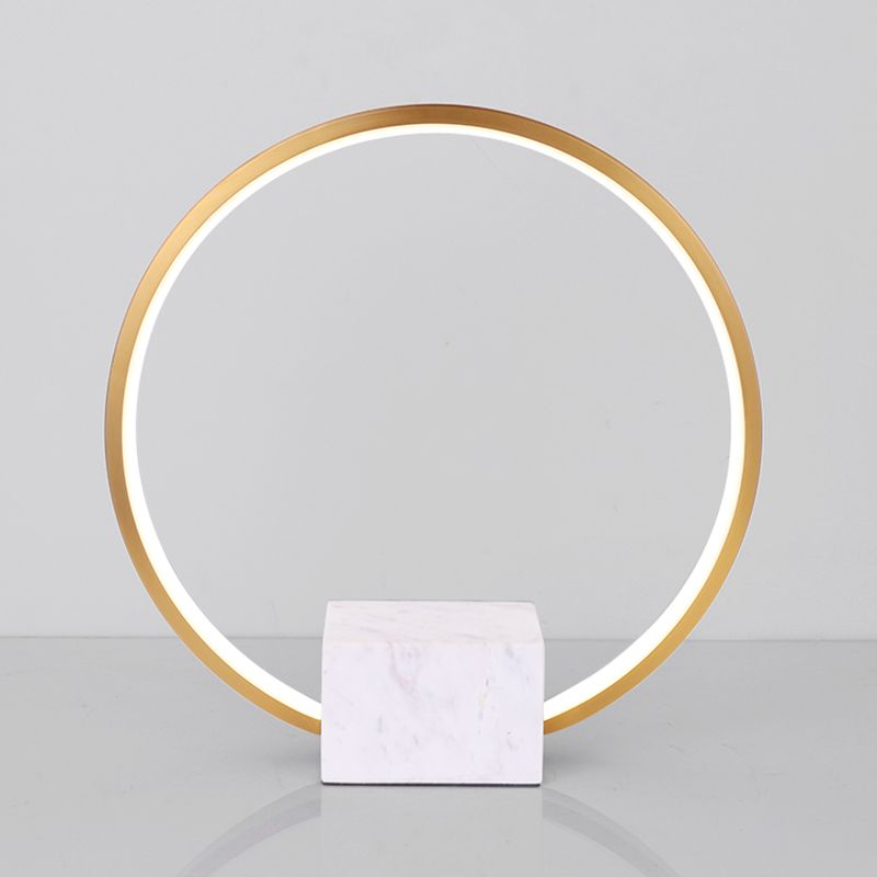 Modern Style Circle Shape Table Lamp Metal 1-Light Night Table Lamp in White