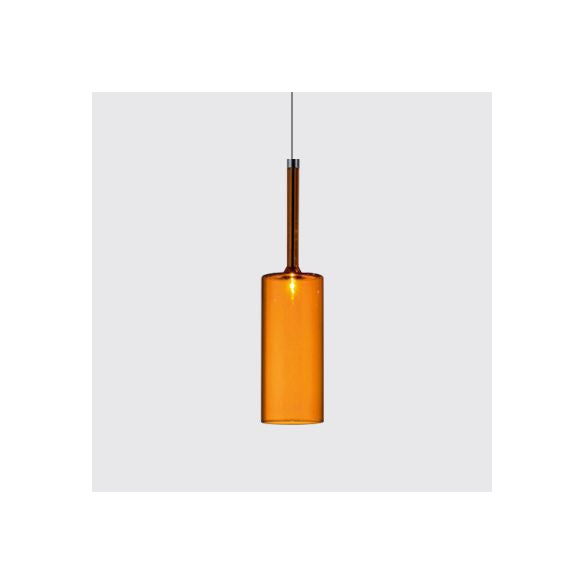 Nickle Zylindrisch/Trommel/lange Säule Suspension Anhänger Modernist 1 hellgrau/rot/orange Glas LED Hängende Leuchte