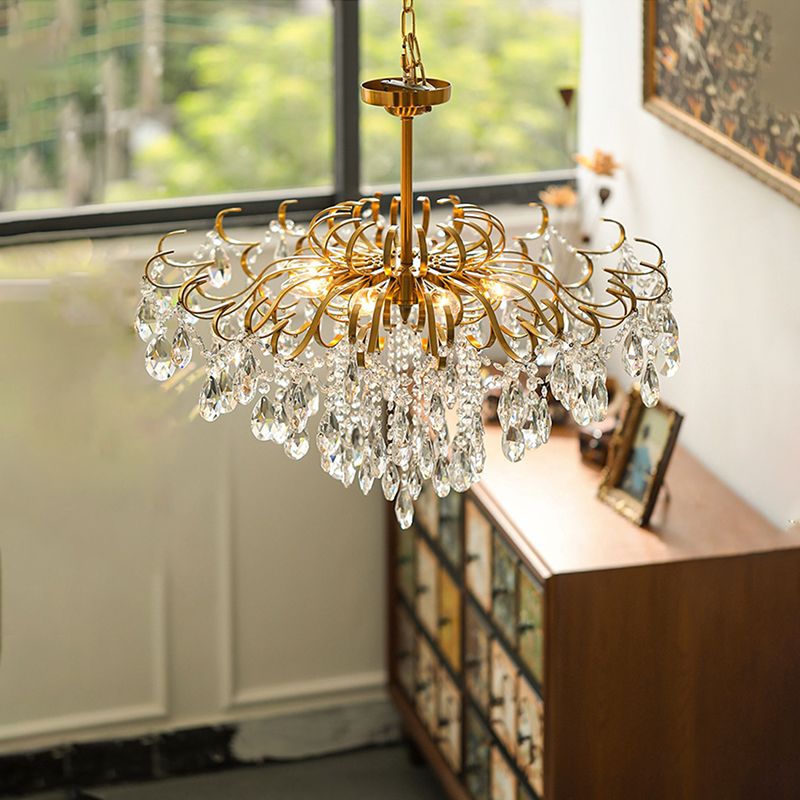 Traditional Crystal Chandelier Multi-Lights Bedroom Pendant Lamp (Without Hanging Chains)