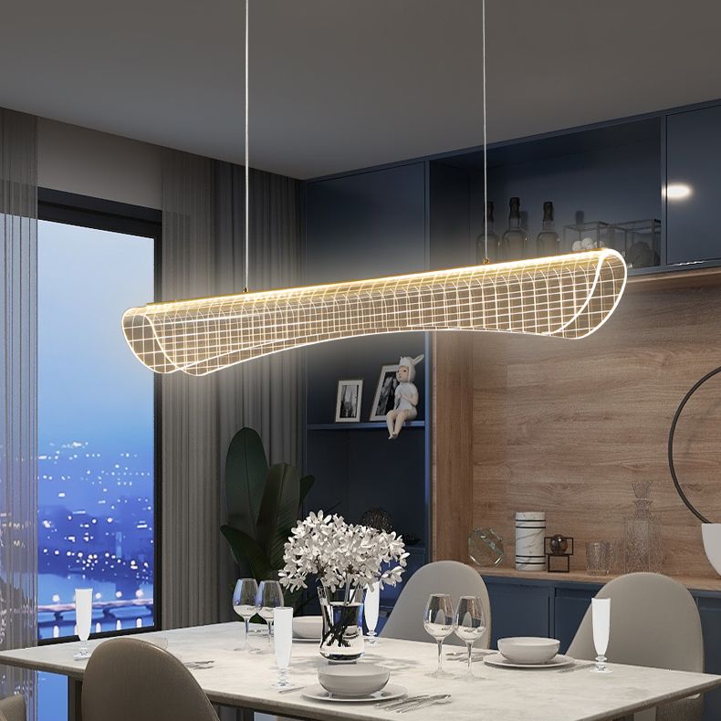 Modern Pendant Light Transparent Island Lighting Metal 1 Light Island Light Fixture in Black