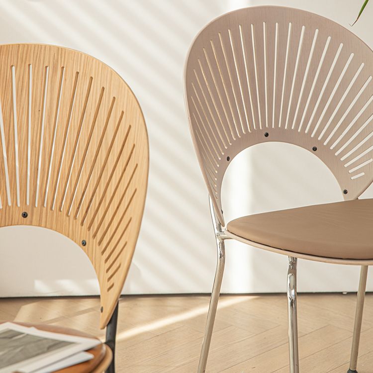 Silla de comedor de metal de estilo contemporáneo, silla individual sin brazos con respaldo abierto para cocina