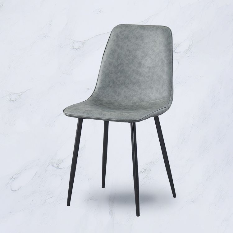 Chaises de salle à manger contemporaines en métal sans accoudoirs en cuir PU (Ensemble de 2)