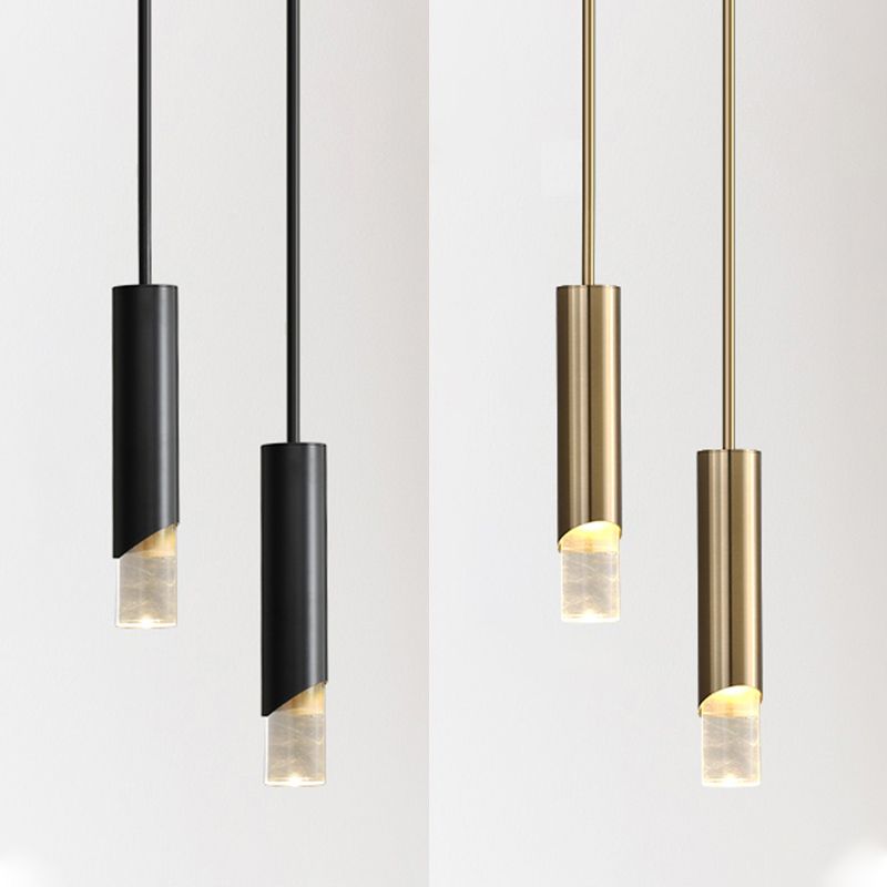 Bedroom Suspended Lighting Fixture Modern Style Hanging Light Kit with Tube Acrylic Shade