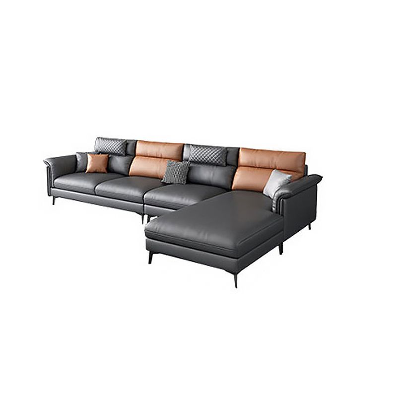 35.43" Tall Modern Sectional Dark Gray Sectional with Pillowed Back Cushions