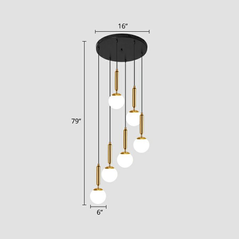 Ballo spirale Ampiccante Light Scale di vetro di Opal Nordic Opal Multi Light Cioncent Lighting