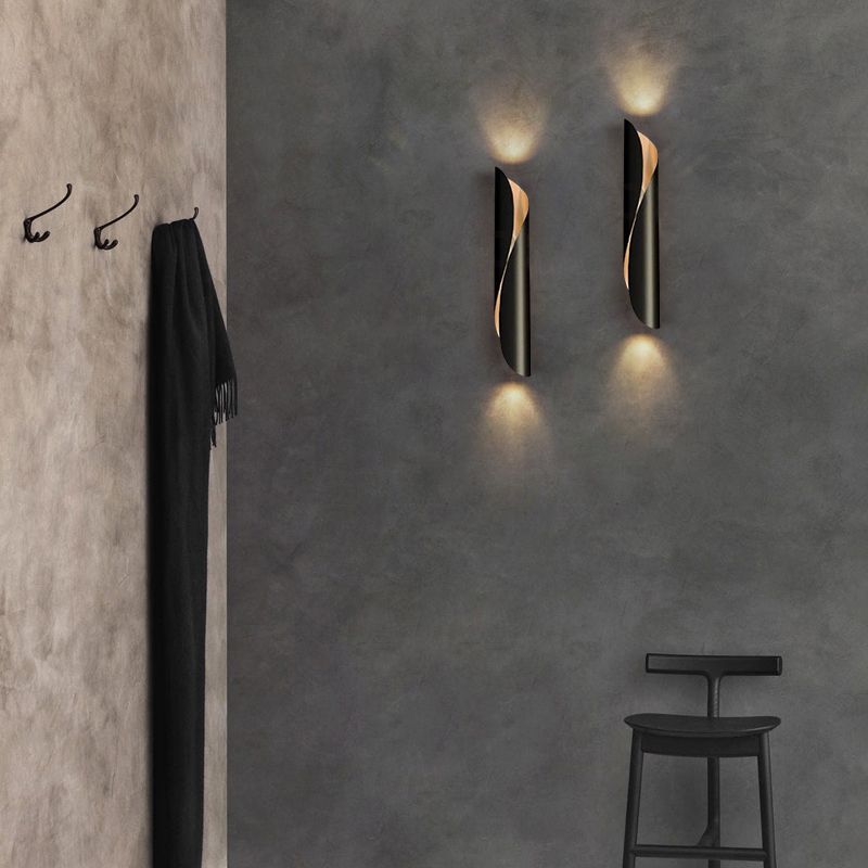 Scroll Wall Lighting Fixture Minimalistic Metal 2-Head Corridor Wall Sconce Light