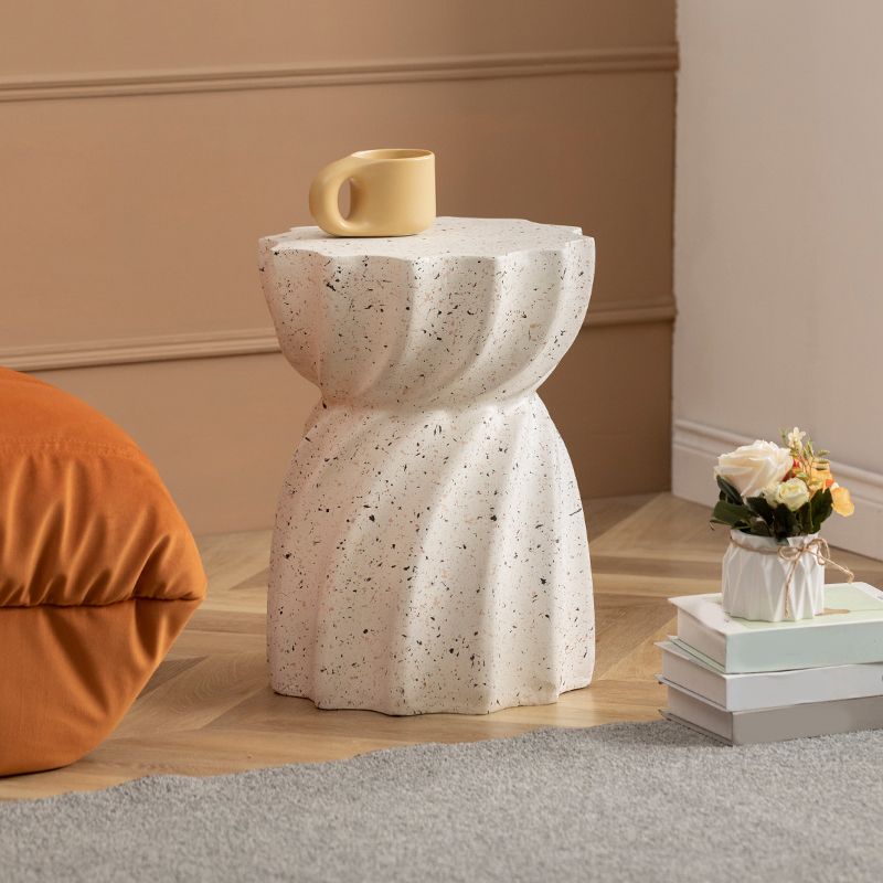 Contemporary Geometric Accent Side Table Marble Gold End Table